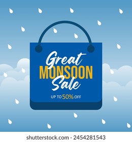 Happy monsoon season sale with a special offer Vector. Monsoon sale vector.