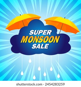 Happy monsoon season sale with a special offer Vector. Monsoon sale vector.