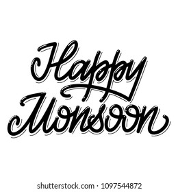 Happy Monsoon. Summer lettering. Vector elements for invitations, posters, greeting cards. T-shirt design