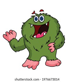 Happy monster cartoon illustration vector isolated