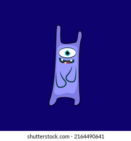 Happy Monster Character in blue background