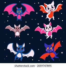 Happy monster character for novel and story. Vector illustration flat style bat for designer create banner, web page, card or novel and story.