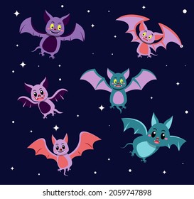 Happy monster character for novel and story. Vector illustration flat style bat for designer create banner, web page, card or novel and story.