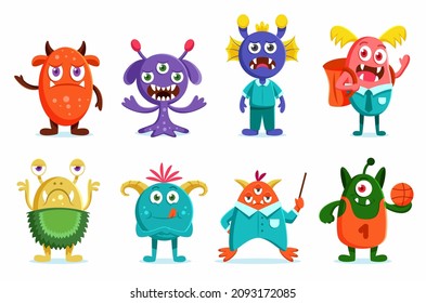 Happy monster character for novel and story. Vector illustration flat style bat for designer create banner, web page, card or novel and story.