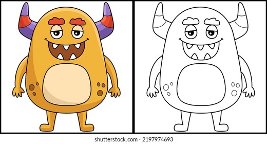 Ilustración coloreada de página de Feliz Monster