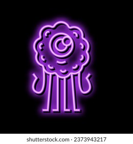 happy monster funny neon light sign vector. happy monster funny sign. isolated symbol illustration