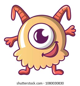 Happy monster icon. Cartoon illustration of happy monster vector icon for web