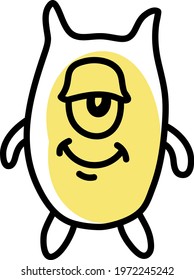 Happy monster, icon illustration, vector on white background