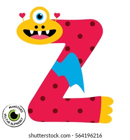 Happy Monsters Vector Alphabet Letters, for classroom poster, stickers or magnets.
Letter Z in kind colorful style for kids education. Vector EPS 10.
