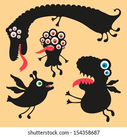 Happy monsters vector images. Set 1