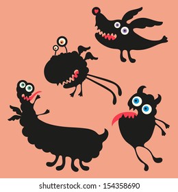 Happy monsters vector images. Set 4