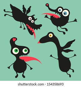Happy monsters vector images. Set 7