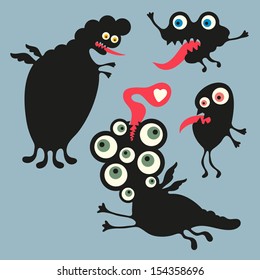 Happy monsters vector images. Set 3