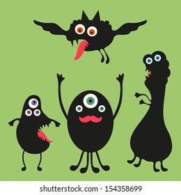 Happy monsters vector images. Set 2