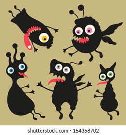 Happy monsters vector images. Set 8