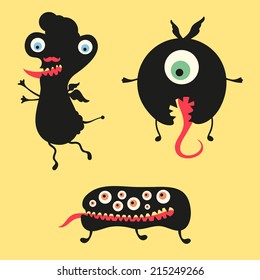 Happy monsters vector images. Set 12