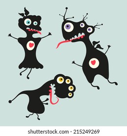 Happy monsters vector images. Set 13