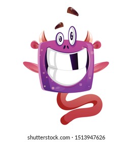 Happy Monster.Vector Illustration Isolated On White Background