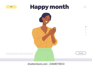 Happy month concept for landing page design template offering support for people mental health