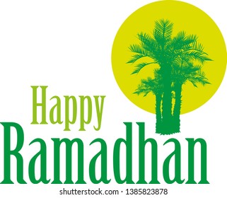  happy month of Ramadhan moon palm trees