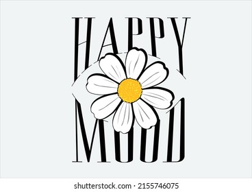 happy mood daisy flower vector art