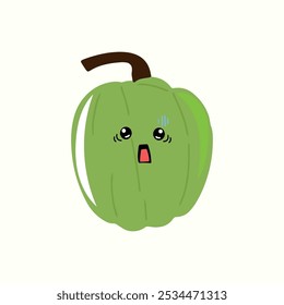 expressão de humor feliz kawaii abóbora. personagem com emoção e expressão diferentes