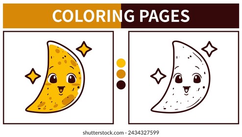 Happy moon coloring pages for kids vector illustration