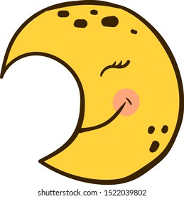 Happy moon, illustration, vector on white background.