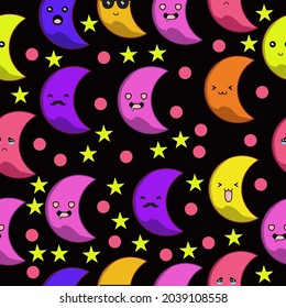 Happy Moon Seamless Pattern for your background