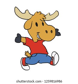 Happy moose kid cartoon