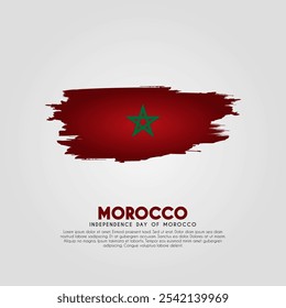 Happy Moroccan independence day. Moroccan brush flag illustration. brush stroke background