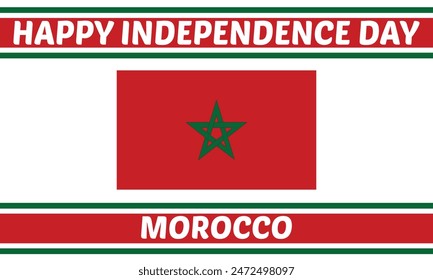 Happy Morocco independence day, celebrated every 18 November, on a background of flags and silhouettes of people, vector illustration.