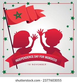 Happy Morocco Independence Day vector illustration kids flag