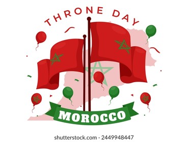 Happy Morocco Throne Day Vector Illustration on July 30 with Waving Flag and Ribbon in Celebration National Holiday Background Design