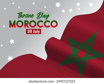 Happy Morocco Throne Day with Waving Flag in Celebration National Holiday on July 30, vector, illustration. 