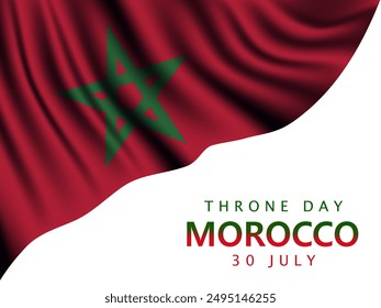 Happy Morocco Throne Day with Waving Flag in Celebration National Holiday on July 30, vector, illustration. 