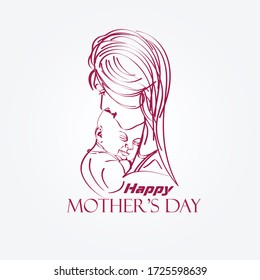  Happy Morth's day . Drawing of a mother Middle East with demonstration of affection for his son .Vector illustration.