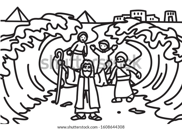 Moses Parting Red Sea Coloring Page Sketch Coloring Page