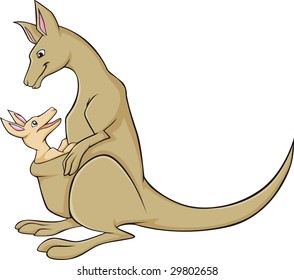 Happy Mother and Baby Kangaroo