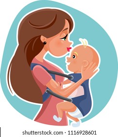 Fröhliche Mutter mit Baby Vector Illustration. Mütterliche Liebeskonzeption - Illustration