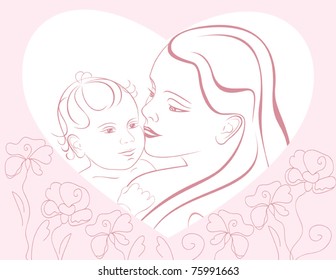 happy mother and cute baby