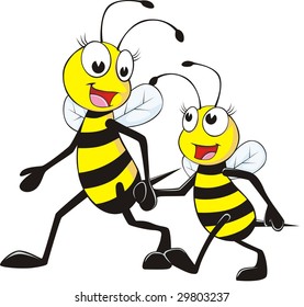 Happy Mother and Daughter Bee