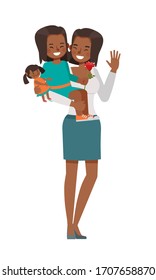Happy mother and daughter character vector design for Mother's Day concept. 