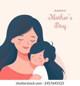 Happy Mother Day Artwork With Capturing the Essence of Motherhood In Simple Flat Illustration Style
