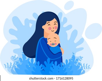 happy mother day with baby hug