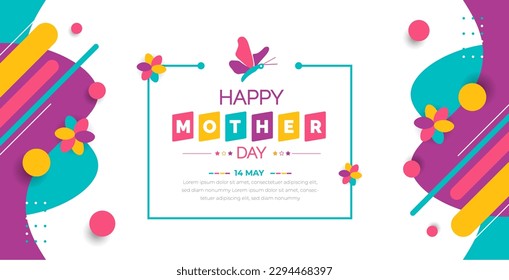 happy mother day background or banner design template with unique shape and  colorful design.
