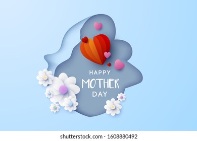 Happy Mother Day background with lovely rose and love ballon