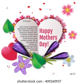 Happy mother day background, vector illustration with 3d effect