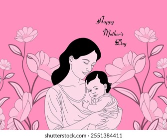 happy mother day banner illustration