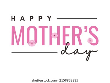 Happy mother day banner isolated on white background.